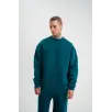 Uzun Kol Bisiklet Yaka Basic SweatShirt - Koyu Deniz Yeşili