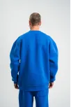 Uzun Kol Bisiklet Yaka Basic Sweatshirt - Mavi