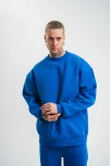 Uzun Kol Bisiklet Yaka Basic Sweatshirt - Mavi