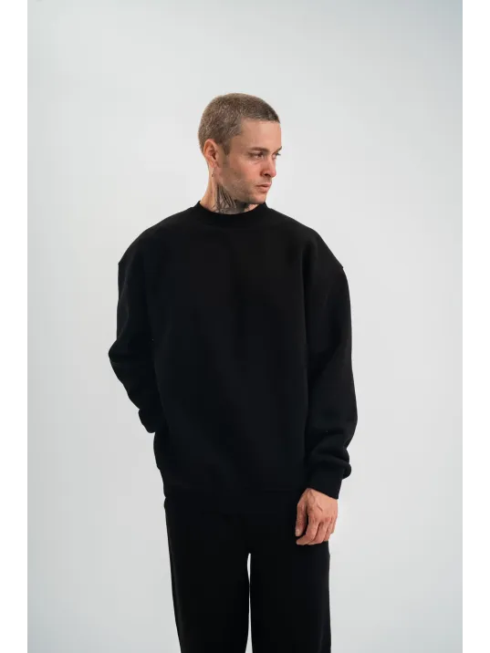 Uzun Kol Bisiklet Yaka Basic SweatShirt - Siyah