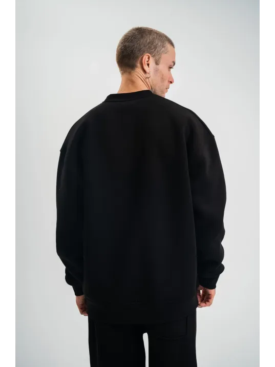 Uzun Kol Bisiklet Yaka Basic SweatShirt - Siyah