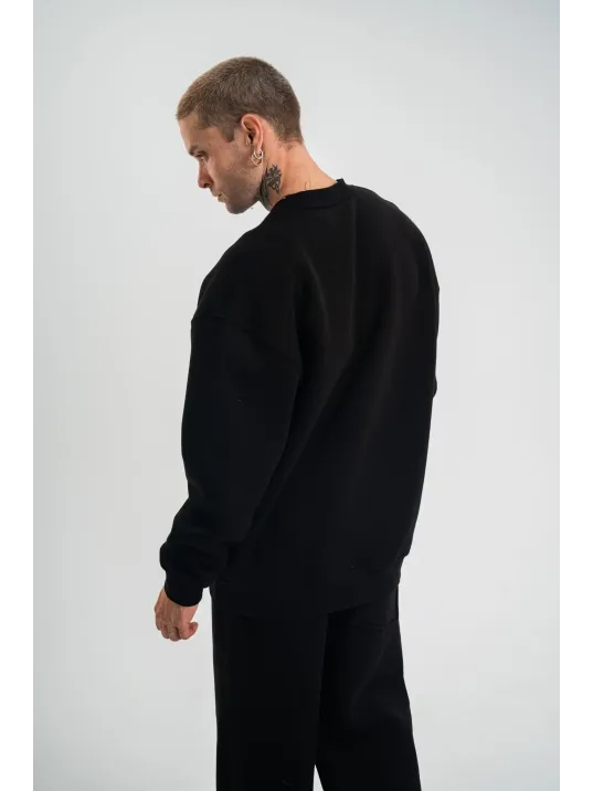 Uzun Kol Bisiklet Yaka Basic SweatShirt - Siyah