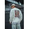 Uzun Kol Bisiklet Yaka Baskılı SweatShirt - Beyaz