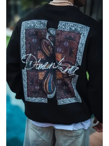 Uzun Kol Bisiklet Yaka Ön ve Arka Baskılı SweatShirt - Siyah Uzun Kol Bisiklet Yaka Ön ve Arka Baskılı SweatShirt - Siyah