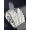 Uzun Kol Kapüşonlu Baskılı SweatShirt - Beyaz