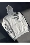 Uzun Kol Kapüşonlu Baskılı Sweatshirt - Beyaz