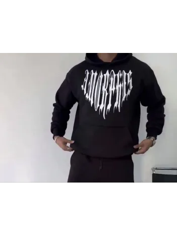 Uzun Kol Kapüşonlu Baskılı SweatShirt - Siyah Uzun Kol Kapüşonlu Baskılı SweatShirt - Siyah