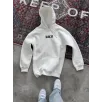 Uzun Kol Kapüşonlu Göğüs Baskılı SweatShirt - Beyaz