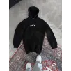 Uzun Kol Kapüşonlu Göğüs Baskılı SweatShirt - Siyah