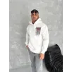 Uzun Kol Kapüşonlu Ön Ve Arka Baskılı SweatShirt - Beyaz