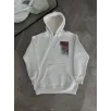 Uzun Kol Kapüşonlu Ön Ve Arka Baskılı SweatShirt - Beyaz