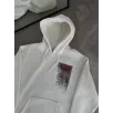 Uzun Kol Kapüşonlu Ön Ve Arka Baskılı SweatShirt - Beyaz