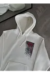 Uzun Kol Kapüşonlu Ön Ve Arka Baskılı Sweatshirt - Beyaz