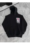 Uzun Kol Kapüşonlu Ön Ve Arka Baskılı Sweatshirt - Siyah Uzun Kol Kapüşonlu Ön Ve Arka Baskılı Sweatshirt - Siyah