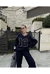 V Yaka Üç İplik Sweat Takım - Siyah