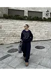 V Yaka Üç İplik Sweat Takım - Siyah