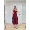 V yaka Krep Arka Ön Pens Detaylı Uzun Kolsuz Elbise - Bordo V yaka Krep Arka Ön Pens Detaylı Uzun Kolsuz Elbise - Bordo