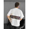 Ön ve Arka Baskılı Oversize Bisiklet Yaka T-shirt - Beyaz