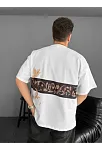Ön Ve Arka Baskılı Oversize Bisiklet Yaka T-shirt - Beyaz
