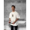 Ön ve Arka Baskılı Oversize Bisiklet Yaka T-shirt - Beyaz Ön ve Arka Baskılı Oversize Bisiklet Yaka T-shirt - Beyaz