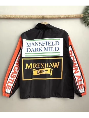 Unisex Vintage Baskılı Paraşüt Rüzgarlık - Siyah