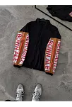 Unisex Vintage Baskılı Paraşüt Rüzgarlık - Siyah