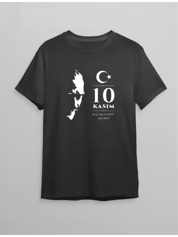 10 Kasım Atatürk Baskılı T-shirt - Siyah