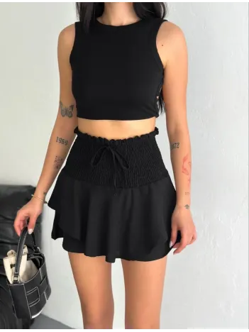 Ayrobin Şortlu Etek - Siyah