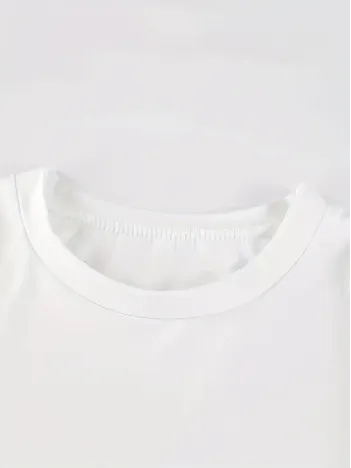 20/1 Penye Compack Baskılı Oversize Kısa Kol Bisiklet Yaka T-shirt - Beyaz