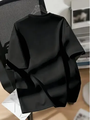 20/1 Penye Compack New York Baskılı Oversize Kısa Kol Bisiklet Yaka T-shirt - Siyah