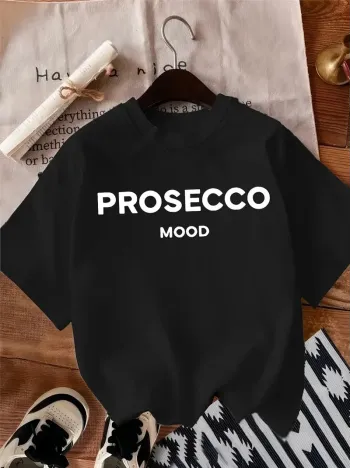 20/1 Penye Compack Baskılı Oversize Bisiklet Yaka Kısa Kol Yazlık T-shirt - Siyah