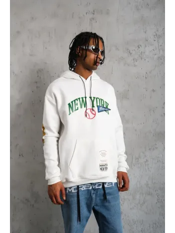 Erkek Baskılı Kapüşonlu Sweatshirt - Beyaz Erkek Baskılı Kapüşonlu Sweatshirt - Beyaz