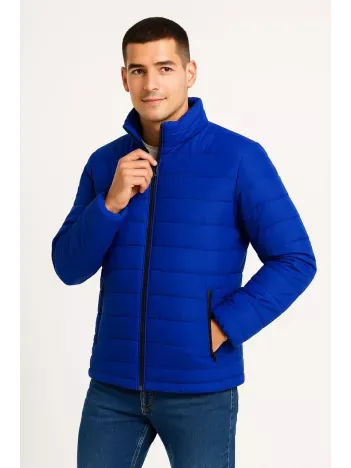 Erkek Bomber Mont Ceket – Su İtici Kumaş, Kapitone Astarlı, Fermuarlı, Kışlık - Saks Mavisi