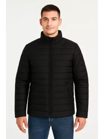 Erkek Bomber Mont Ceket – Su İtici Kumaş, Kapitone Astarlı, Fermuarlı, Kışlık - Siyah