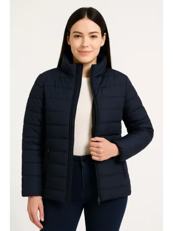 Kadın Bomber Mont Ceket – Su İtici Kumaş, Kapitone Astarlı, Fermuarlı, Kışlık - Lacivert