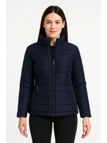 Kadın Bomber Mont Ceket – Su İtici Kumaş, Kapitone Astarlı, Fermuarlı, Kışlık - Lacivert