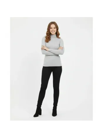 Kadın Tam Boğazlı Fitilli Likrali Koşkorse Badi - Gri