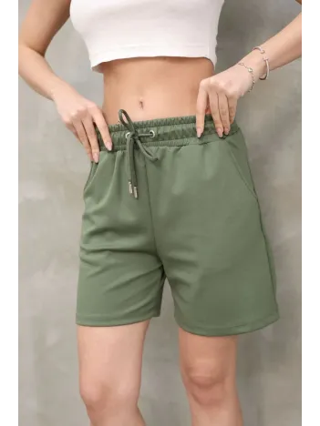 Osy Modal Yumuşak Dokulu Kumaş Kadın Kısa Şort - Haki