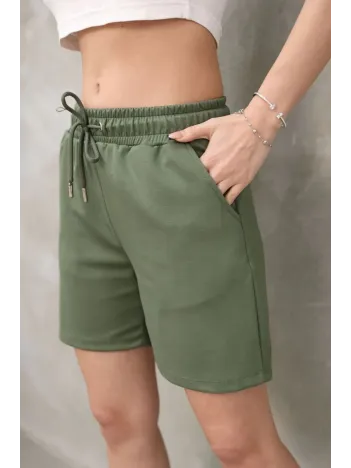 Osy Modal Yumuşak Dokulu Kumaş Kadın Kısa Şort - Haki