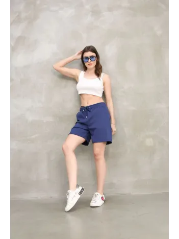 Osy Modal Yumuşak Dokulu Kumaş Kadın Kısa Şort - Mavi
