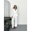 Yakalı Düğmeli Uzun Kollu Gömlek Pantolon ikili Takım - Beyaz