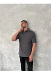 Yakalı Patlı Kısa Kol T-shirt - Antrasit