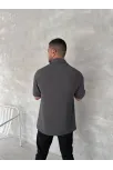 Yakalı Patlı Kısa Kol T-shirt - Antrasit