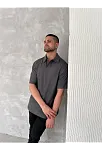 Yakalı Patlı Kısa Kol T-shirt - Antrasit