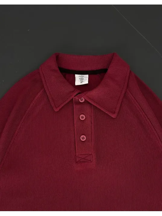 Yakalı Patlı Kısa Kol T-shirt - Bordo Yakalı Patlı Kısa Kol T-shirt - Bordo