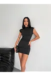 Yarım Bogazlı Kolsuz Mini Boy Elbise - Siyah