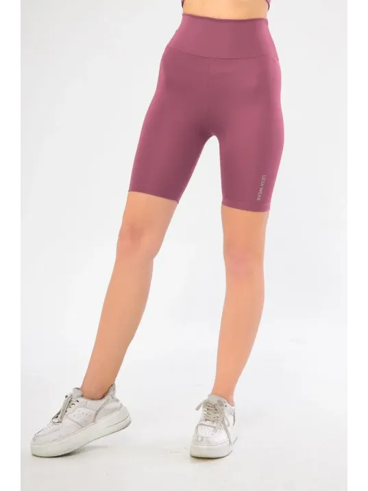 Yüksek Bel Biker Sporcu Şort - Gül Kurusu