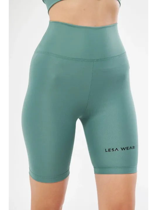 Yüksek Bel Biker Sporcu Şort - Mint Yeşili