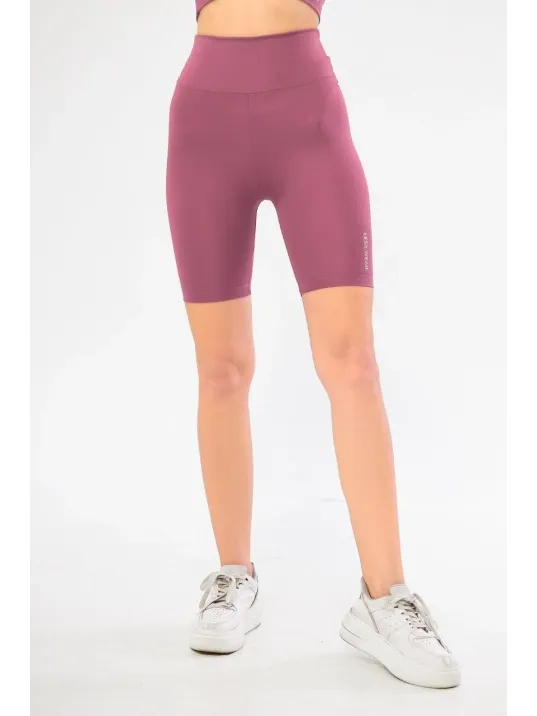 Yüksek Bel Biker Sporcu Şort - Gül Kurusu