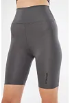Yüksek Bel Biker Sporcu Şort - Füme
